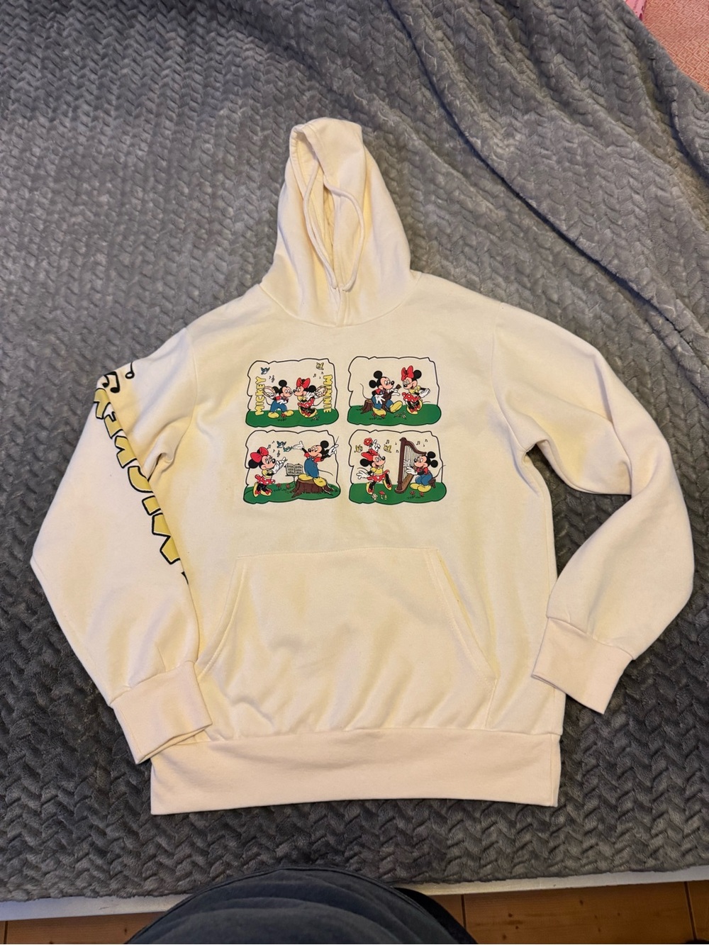 Disney Cream Crewneck Hoodie with Colorful Mickey & Friends Panels
